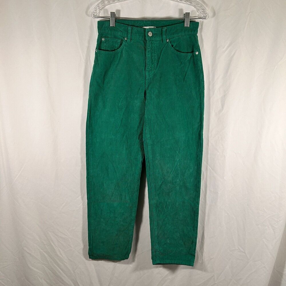 Urban Outfitters Corduroy Pants Women's 26 Green Pegged Cowboy Button Zip
